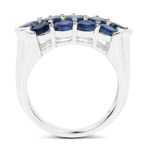 Anillo de plata de ley .925 con zafiro azul genuino de 2,60 quilates