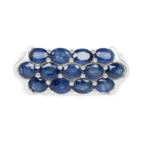 Anillo de plata de ley .925 con zafiro azul genuino de 2,60 quilates