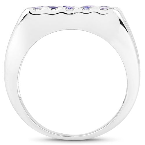 Anillo de plata de ley .925 con tanzanita auténtica de 1.75 quilates