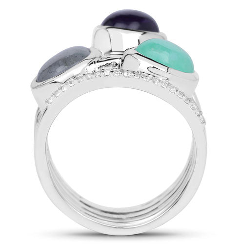 4.00 Carat Genuine Multi Stone .925 Sterling Silver Ring