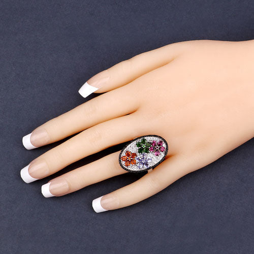 Anillo de plata de ley .925 con varias piedras preciosas de 5.01 quilates