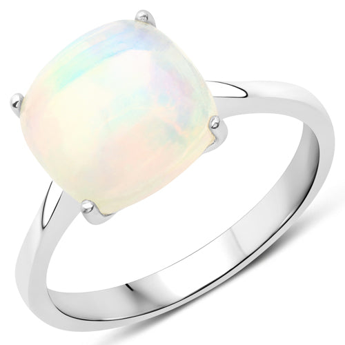 Anillo de plata esterlina 925 con ópalo etíope genuino de 2,90 quilates