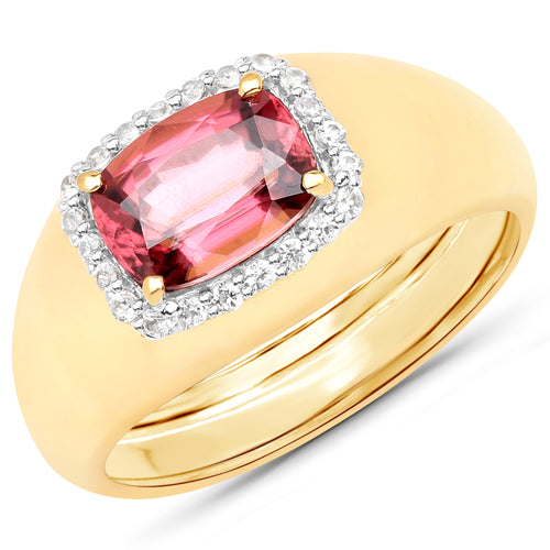 Anillo de plata de ley .925 con circonita rosa genuina de 2,60 quilates y circonita blanca
