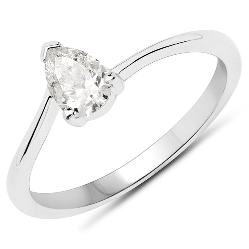 14K White Gold 0.50 Carat Genuine White Diamond Ring
