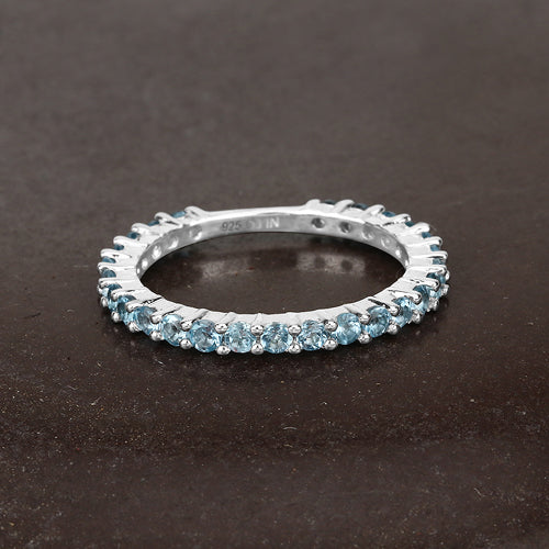 0.94 Carat Genuine Swiss Blue Topaz .925 Sterling Silver Ring