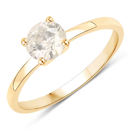 Anillo de oro amarillo de 14K con diamante auténtico LB de 0,72 quilates