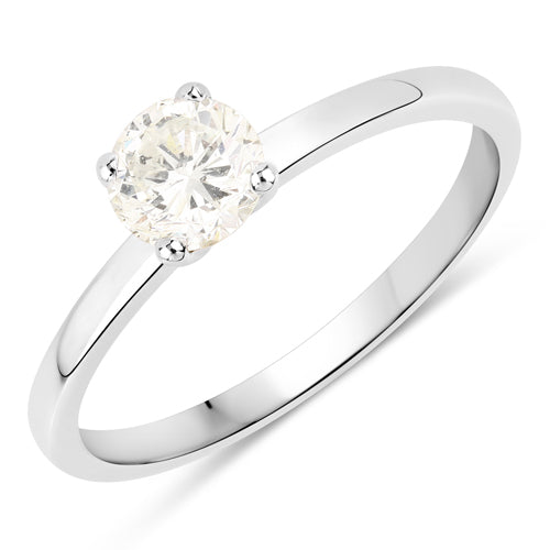 Anillo de oro blanco de 14K con diamante blanco genuino de 0,61 quilates