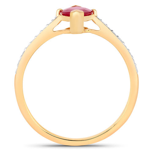 Anillo de oro amarillo de 14K con rubí genuino de 1,51 quilates y diamantes blancos