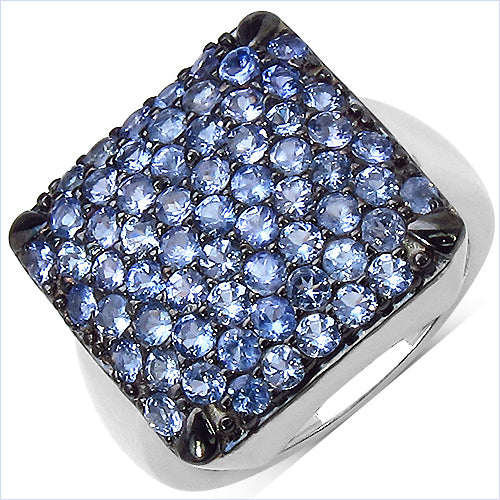 2.21 Carat Genuine Tanzanite .925 Sterling Silver Ring