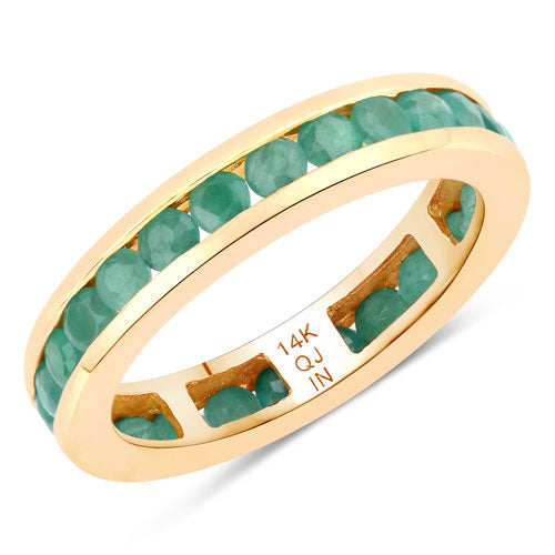 Anillo de Oro Amarillo de 14K con Esmeralda Genuina de 1,43 Quilates
