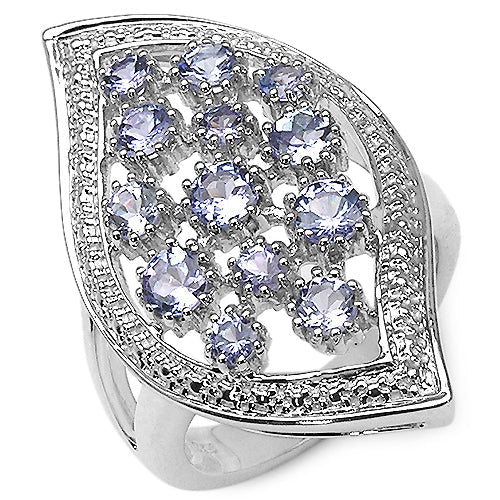 Anillo de plata de ley .925 con tanzanita auténtica de 1,47 quilates