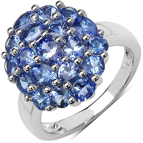 Anillo de plata de ley .925 de tanzanita genuina de 2.54 quilates chapado en dos tonos