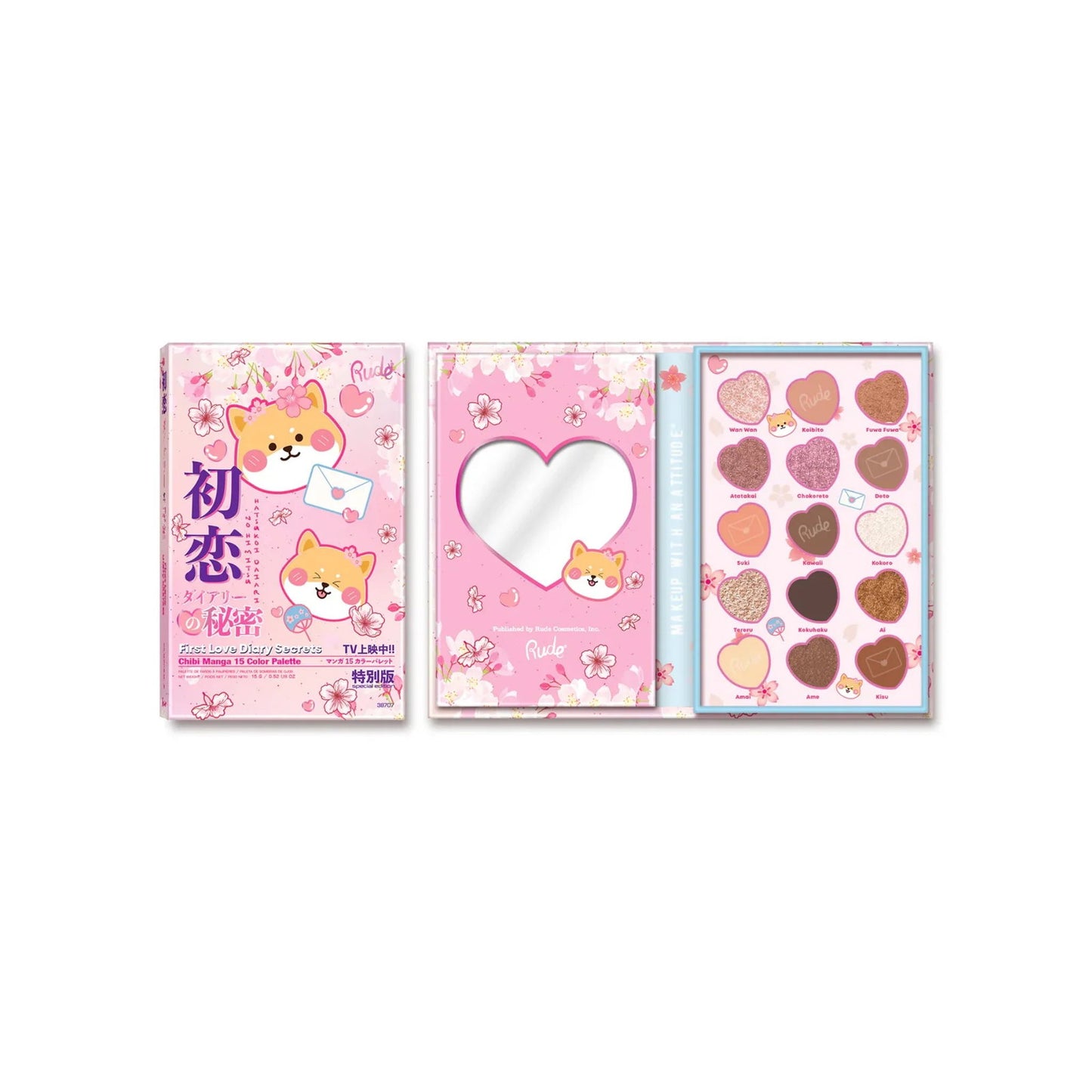 Rude Cosmetics, First Love Diary Secrets, Eyeshadow Palette, 15 Shades