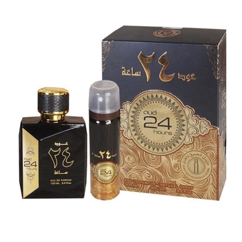 Set Ard Al Zaafaran: Oud 24 Hours, Eau De Parfum, Unisex, 100 ml + Oud 24 Hours, Deodorant Spray, Unisex, 50 ml
