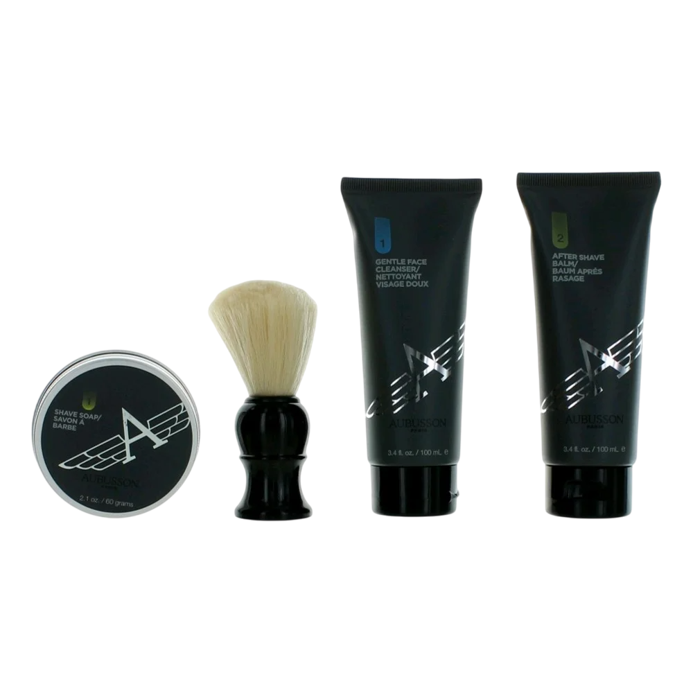 Set Aubusson: Cruiser, Eliminates Impurities, Cleansing Cream, 100 ml + Cruiser, Calming, After-Shave Balm, 100 ml + Cruiser, Shaving Soap, 60 g + Cruiser, Wooden, Face Shaving Brush, Black