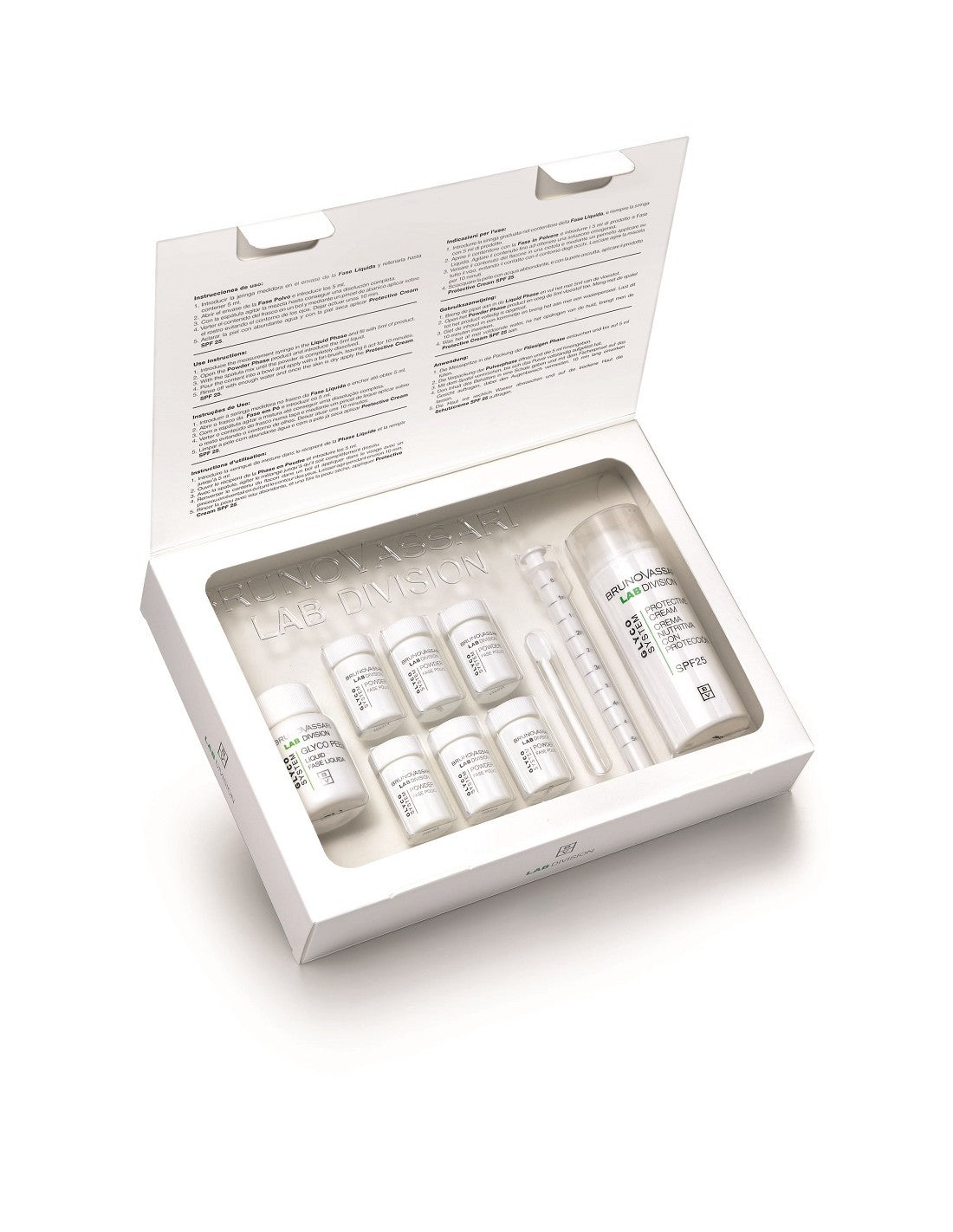 Set Bruno Vassari: Glyco System, Eliminates Impurities, Exfoliating Powder, 6 pcs, 0.30 g + Glyco System