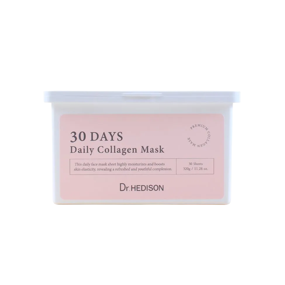 Set, Dr. Hedison, 30 Days Daily Collagen, Vegan, Intense Hydration, Sheet Mask, Face, Daily, 30 pcs, 320 g