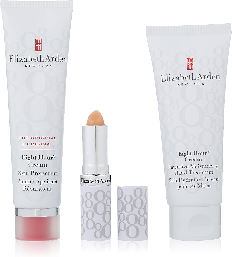 Set Elizabeth Arden: Eight Hour, Intense Moisture, Hand Cream, 30 ml + Eight Hour, Protective, Cream, For Face, 50 ml + Eight Hour, Lip Protectant Stick, Cream Lipstick, 3 g