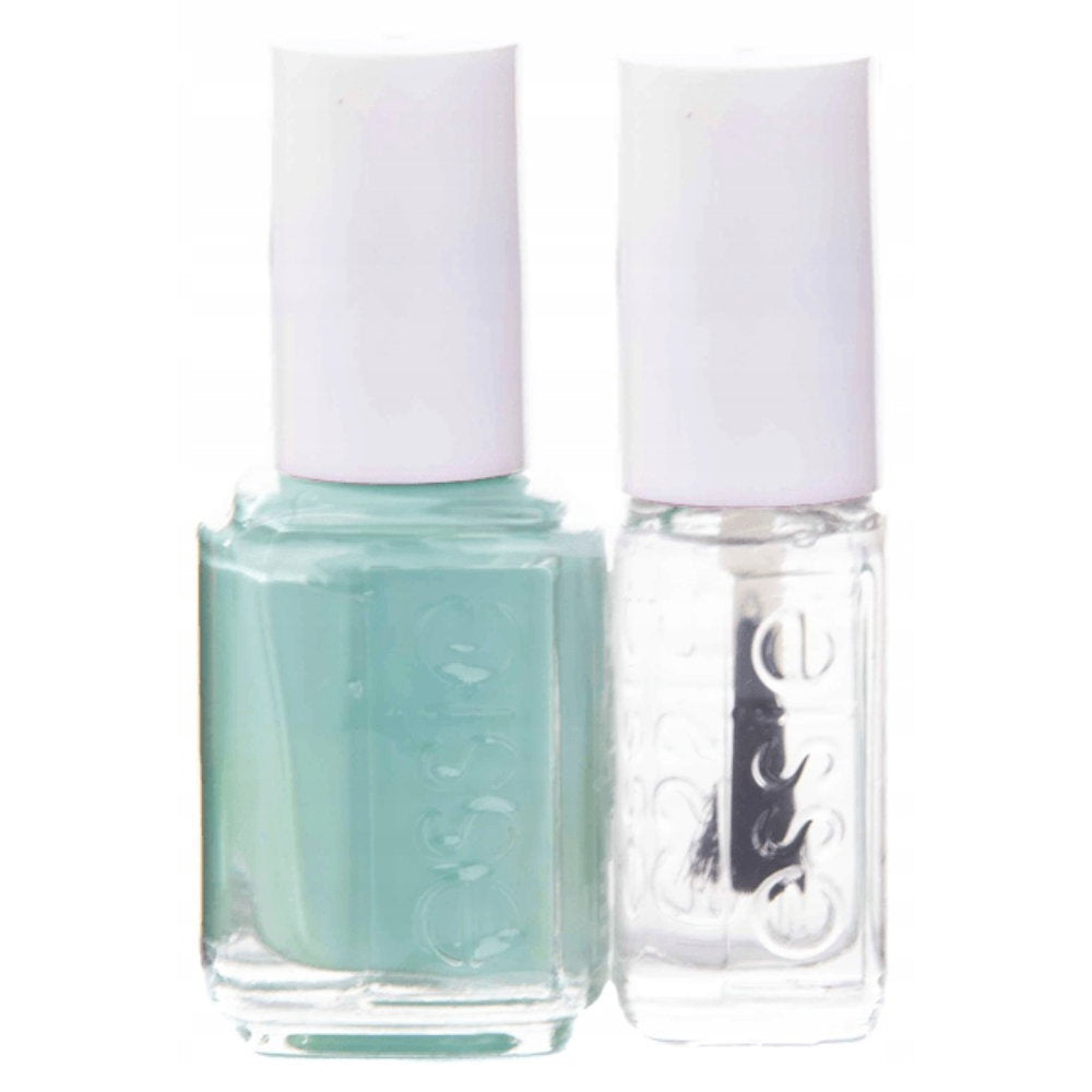 Set Essie: Nail Enamel, Vegan, Glossy Shine Finish, Nail Polish, 99, Mint Candy Apple, 13.5 ml + Nail Care - Good To Go, Top Coat, Nail Strengthening Lacquer, 5 ml