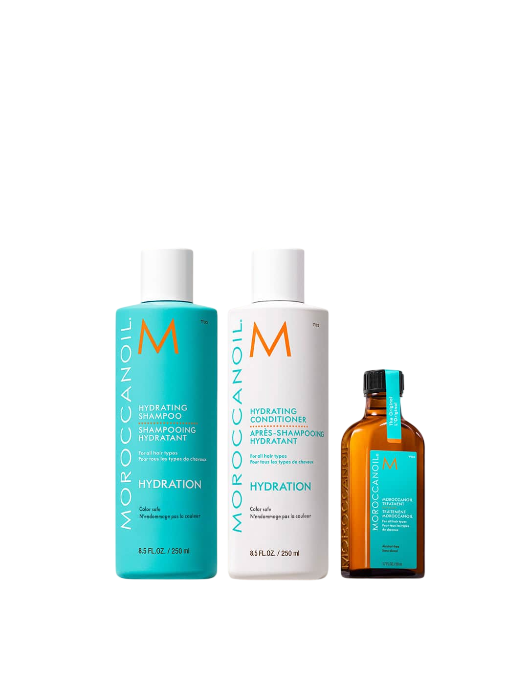 Set Moroccanoil: Hydration, Paraben-Free, Hair Conditioner, Moisture And Shine, 250 ml + Hydration, Paraben-Free, Hair Shampoo, Moisture And Shine, 250 ml + Moroccanoil, Hair Oil Treatment, Revitalizing & Fortifying, 50 ml