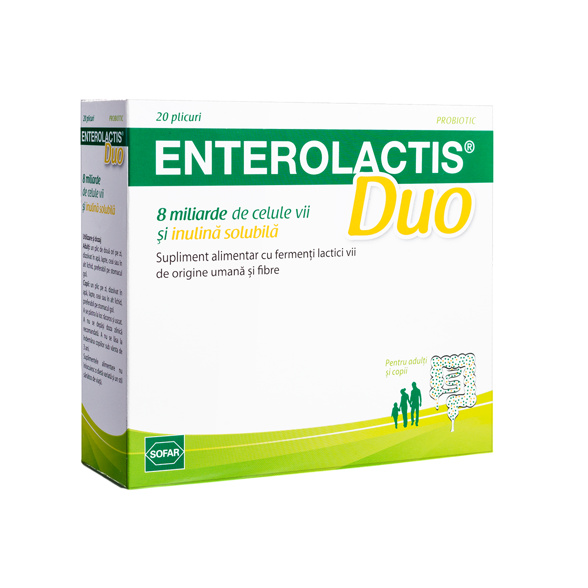 Set, Sofar, Enterolactis Duo, Lactobacillus Paracasei, Rebalances The Intestinal Flora, Vitamins, 20 pcs, 5 g