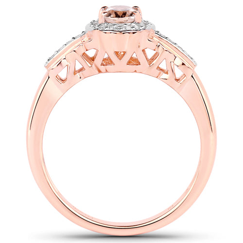 1.98 Carat Genuine Morganite and White Topaz .925 Sterling Silver 3 Piece Jewelry Set (Ring, Earrings, and Pendant w/ Chain)