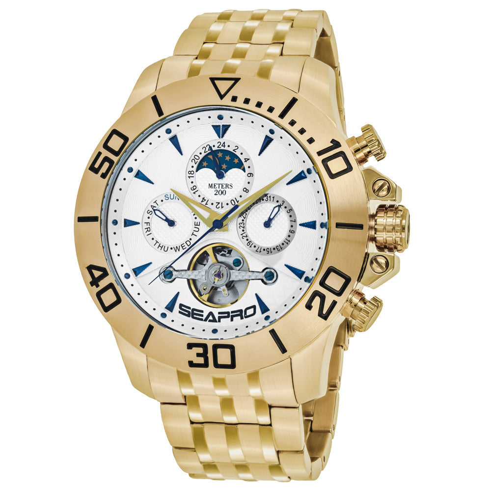 Seapro Men's Montecillo Watch 50mm Silver Dial Gold Bracelet