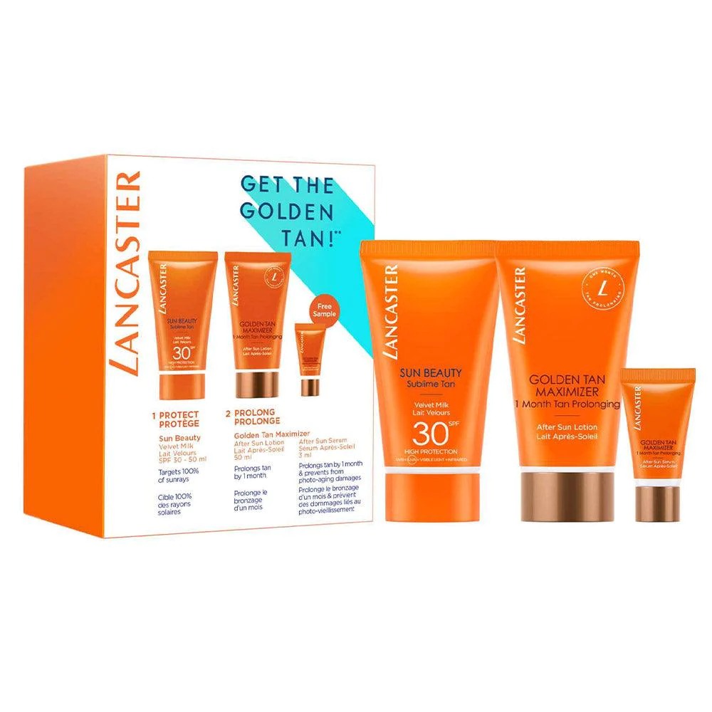 Get The Golden Tan! Set Lancaster: Golden Tan Maximizer, Buriti Oil, Anti-Wrinkle, After-Sun Serum, 3 ml +
