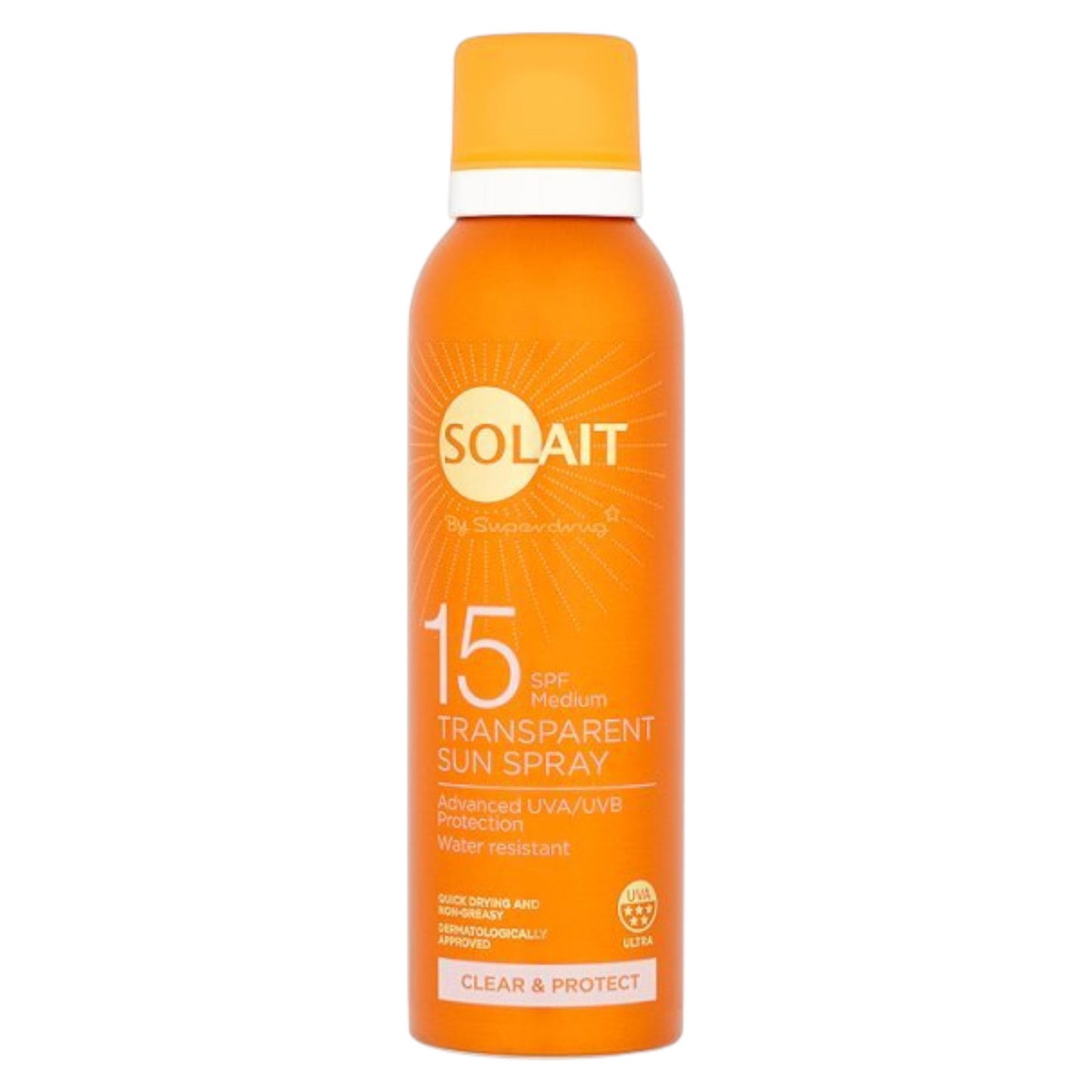 Superdrug, Solait, Water-Resistant, Sunscreen Spray, SPF15, 200 ml *Tester