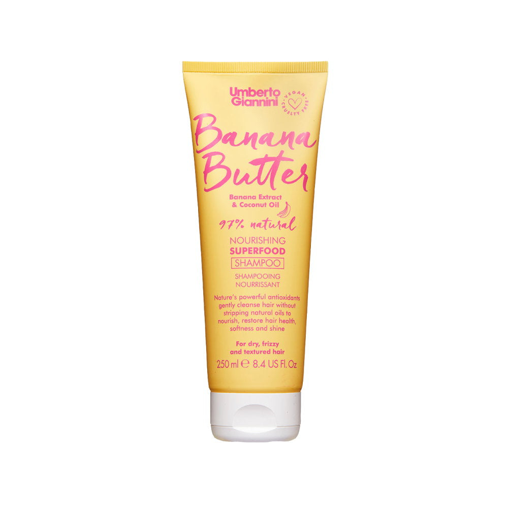 Umberto Giannini, Banana Butter, Vegan & Cruelty-Free & Natural Ingredients, Hair Shampoo, Nourishing & Moisturising, 250 ml