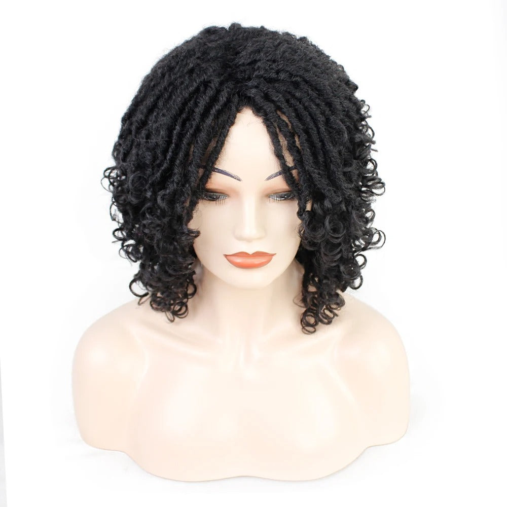 10" Short Dreadlock Wig | Afro Curly Twist | Faux Locs Braids | Heat Resistant | Black Women