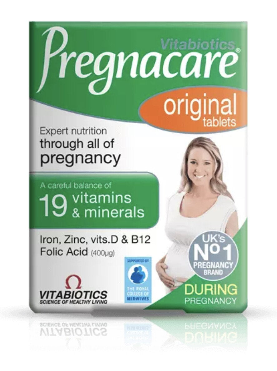 Vitabiotics, Pregnacare Original, Folic Acid, Vitamin D, Zinc, Iron, Supports Reproductive Health & Maternal Tissue Growth, Vitamins, 30 pcs