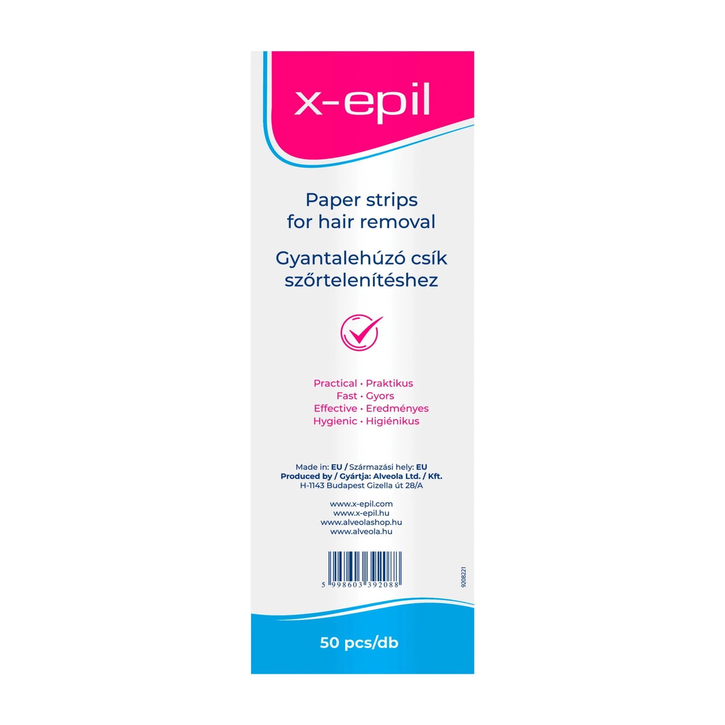 X-Epil, X-Epil, Silky Finish, Hair Removal Wax Strips, 50 pcs