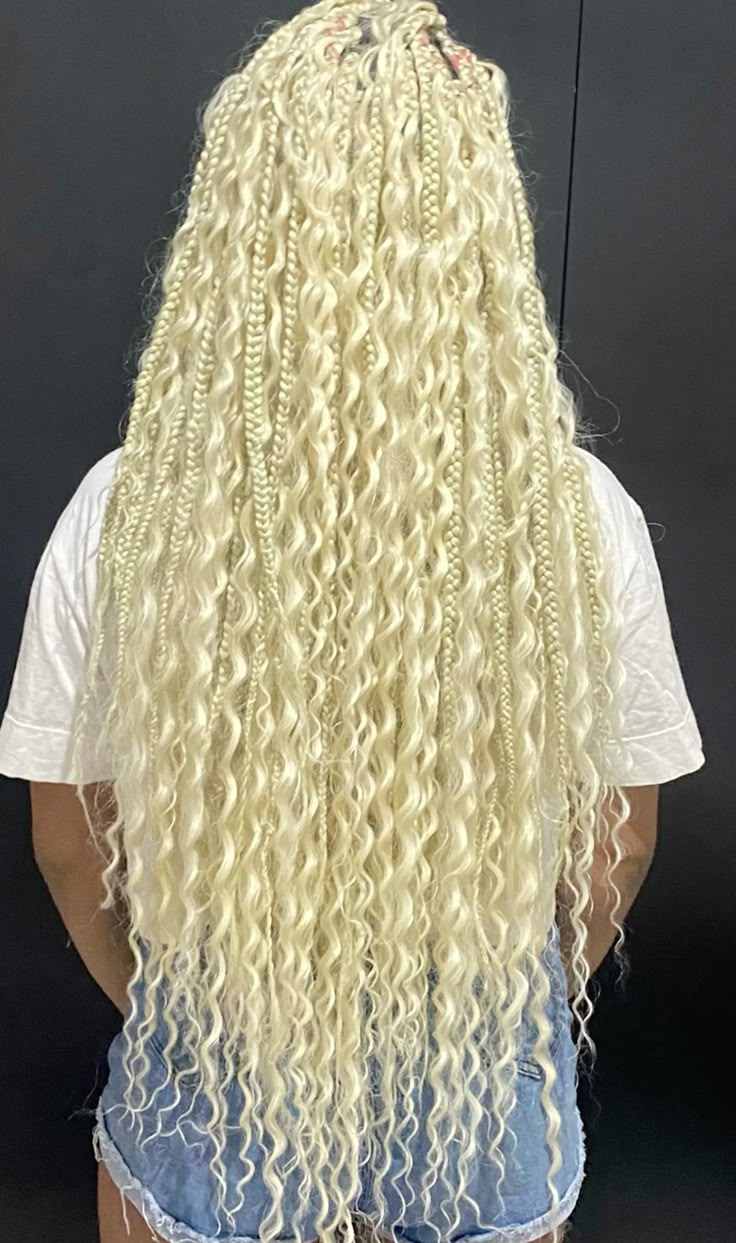 613 Blonde Boho Box Braids Wig | Human Hair | 300 Density | Full Lace | Curly Ends Luxegan