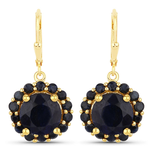 11.37 Carat Dyed Sapphire and Blue Sapphire .925 Sterling Silver Earrings