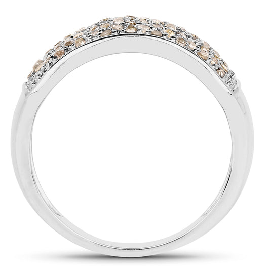 Anillo de Plata de Ley .925 con Diamante Blanco Genuino de 0.42 Quilates