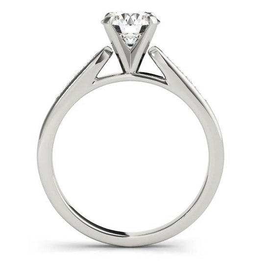 Anillo de compromiso de oro blanco de 14k con una sola fila de diamantes (1 qtc)