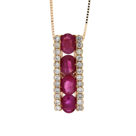 Colgantes de moda de rubí y diamantes de 1,39 ct en oro rosa de 14 K
