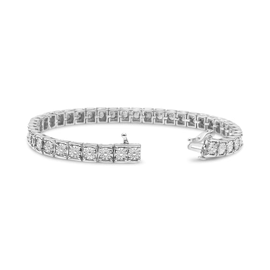 Pulsera de eslabones con diamantes de plata de ley .925 de 1/4 quilates (color I-J, claridad I2-I3) - 7.25"