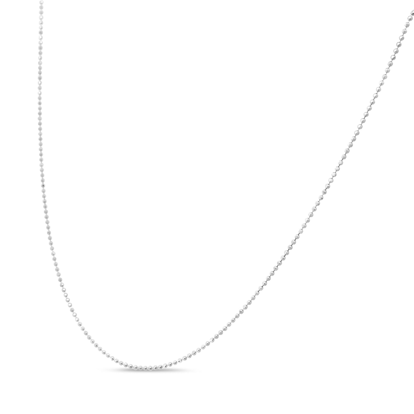 Collar de cadena de bolitas de 0,7 mm de plata de ley .925, delgado y delicado, unisex, de 45,7 cm