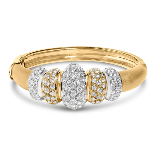 Pulsera de oro de 18 quilates con diseño abovedado y diamantes de 6,00 quilates (color G-H, claridad VS2-SI1)