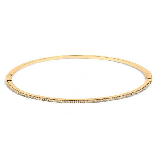 Pulsera de brazalete de medio engaste de diamantes de oro amarillo de 14 quilates de 1/3 Cttw (Color I-J, Claridad I2-I3) - 7.75" Pulgadas