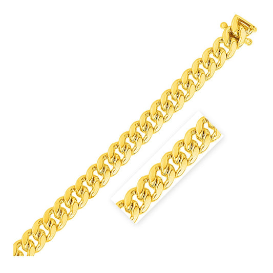 Cadena Clásica Cubana Sólida Miami de Oro Amarillo de 14k y 10.0mm