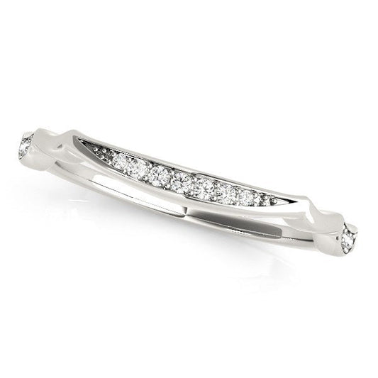 Alianza de boda de oro blanco de 14k con diamantes de estilo gradual único (1/10 ct. peso total)