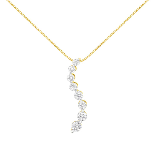 Collar con colgante Journey de oro amarillo de 14k con diamantes de talla baguette y redonda brillante de 3,0 TCW y 45 cm (color I-J, claridad I2-I3)