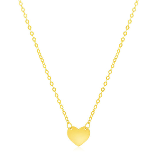 Collar de minicorazón pulido de oro amarillo de 14k
