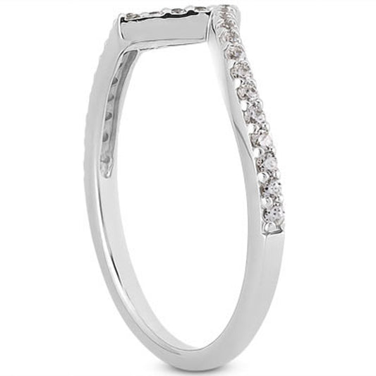 Anillo de boda de oro blanco de 14k con diamantes pavé en zig-zag de fantasía