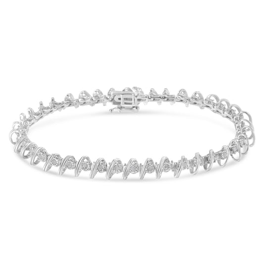 Pulsera de tenis de plata de ley .925 con diamantes de 1/2 quilate engarzados en milagro, 17.78 cm (color I-J, claridad I3)