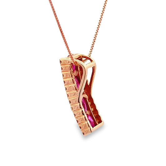 Colgantes de moda de rubí y diamantes de 1,39 ct en oro rosa de 14 K