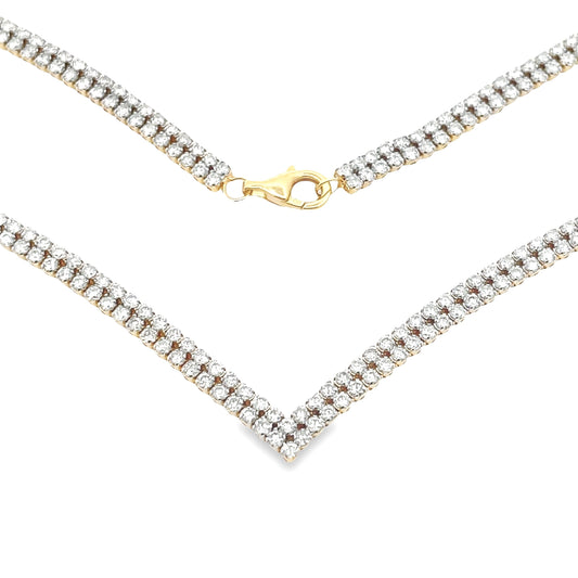 Collar de tenis con diamantes de 7,00 ct en oro amarillo de 14 kt